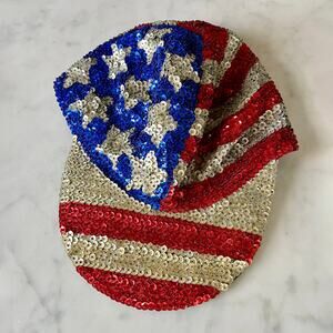 Vintage Women's Sequin Beaded US American Flag Hat